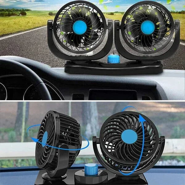 Ventilador de Doble Cabeza para Coche 360°