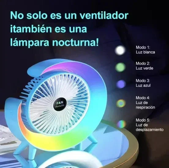 Ventilador de Mesa con Luz RGB