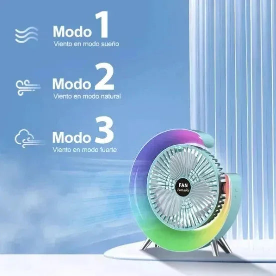 Ventilador de Mesa con Luz RGB