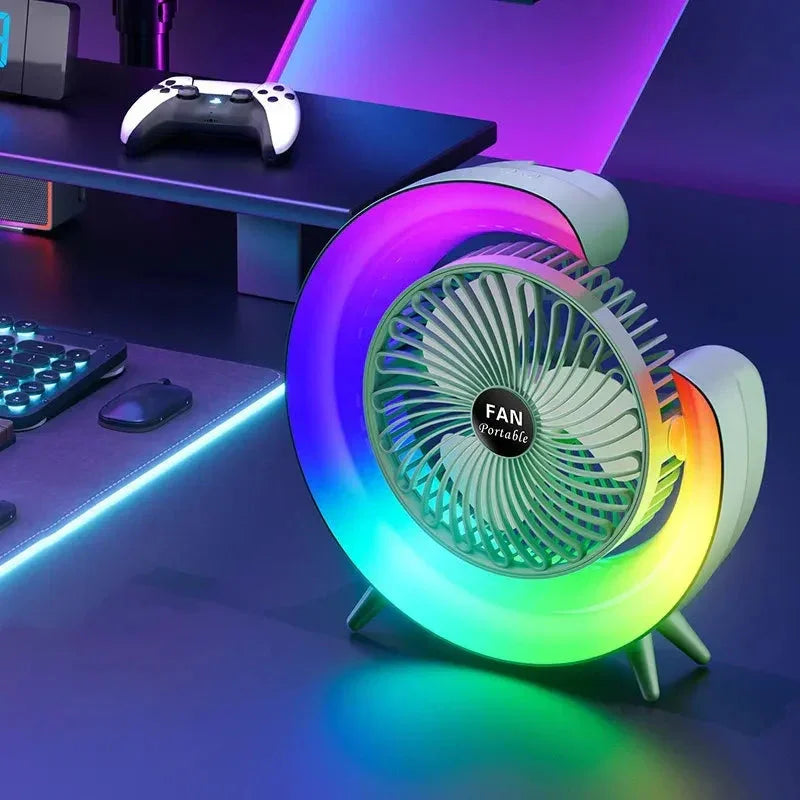 Ventilador de Mesa con Luz RGB