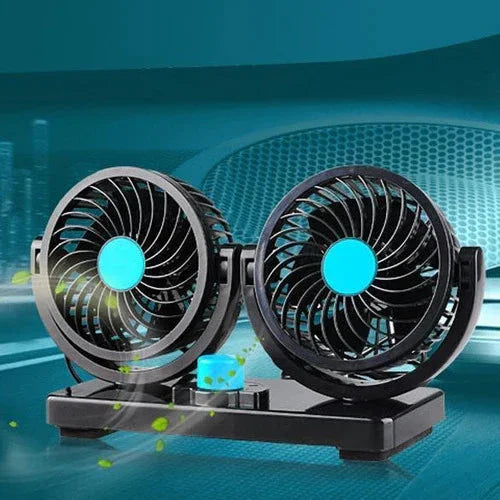 Ventilador de Doble Cabeza para Coche 360°