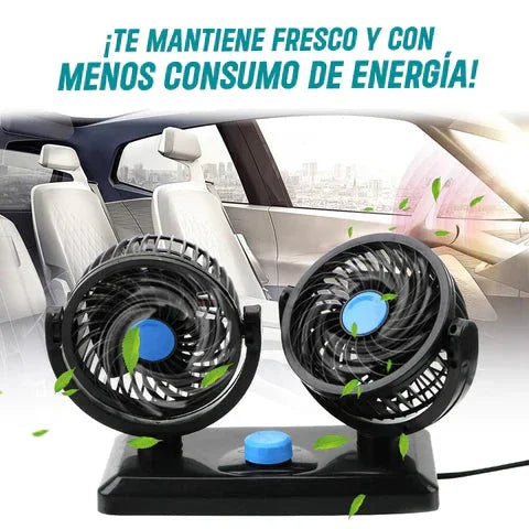 Ventilador de Doble Cabeza para Coche 360°